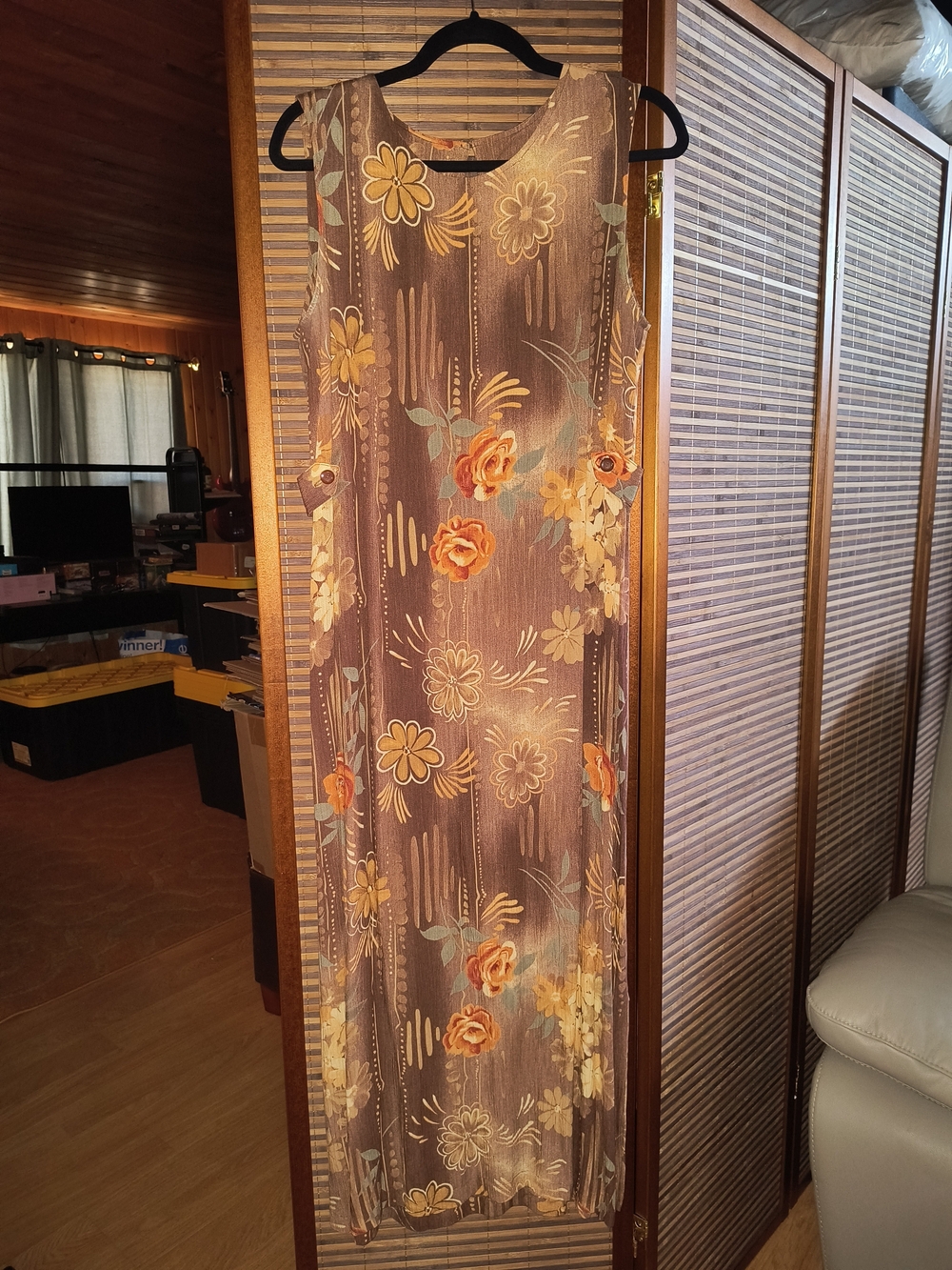 Sag Harbor Taupe Dress with Orange Floral Print